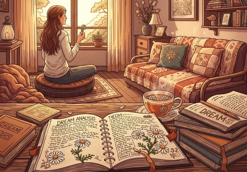 Практичні поради: щоденник снів, медитація та книги про тлумачення снів з ромашкою
