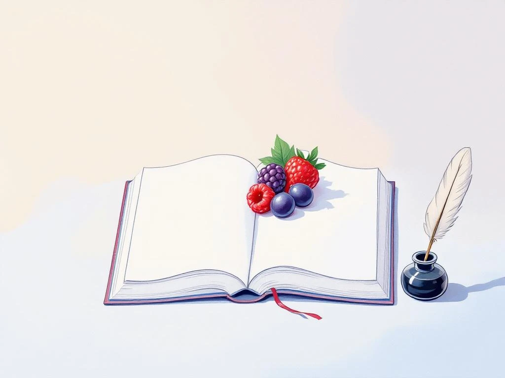 Як аналізувати сон про ягоди: книга з ягодами та пером для запису снів